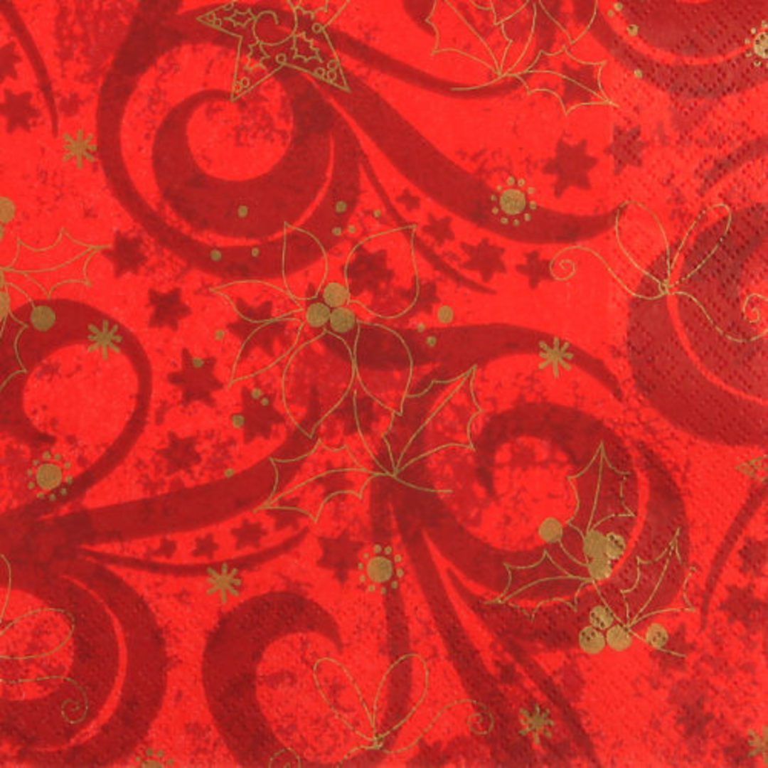 Paper Napkins 33cm, Classical Christmas Red image 0